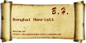 Bonyhai Henriett névjegykártya
